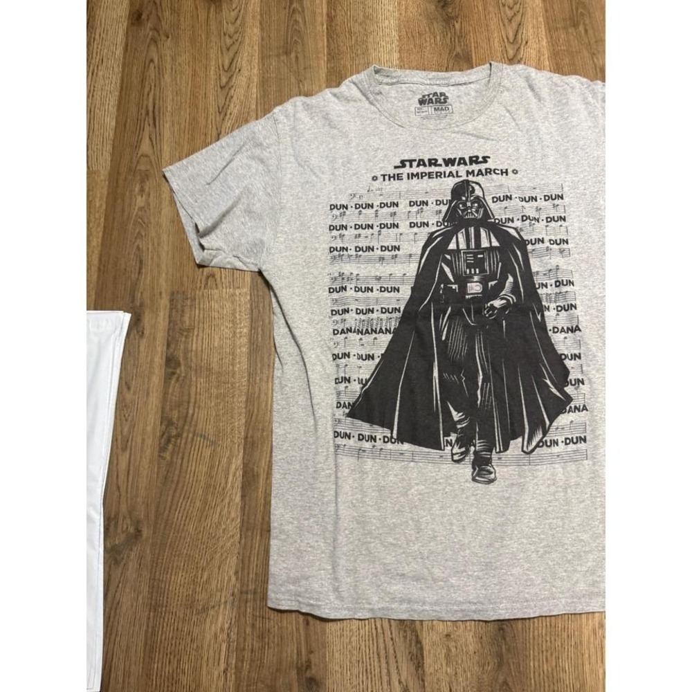 Star Wars Darth Vader Imperial March T-Shirt Mens Medium Gray Adult Music Sheet - Picture 3 of 8